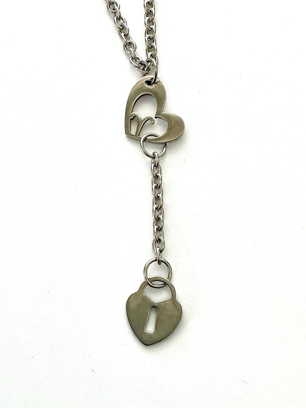 🆕 Aries Zodiac/Fire Sign with Hanging Lock Heart Pendant Necklace- Stainless
